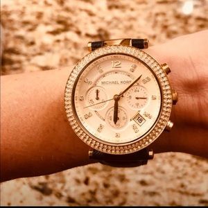 Michael Kors Navy & Gold Watch